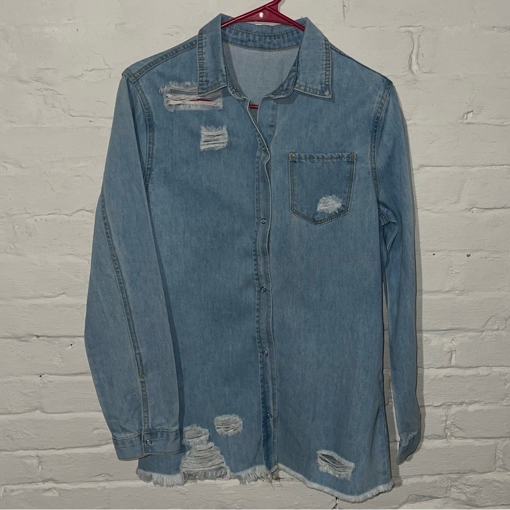 Denim Distressed Shirt M